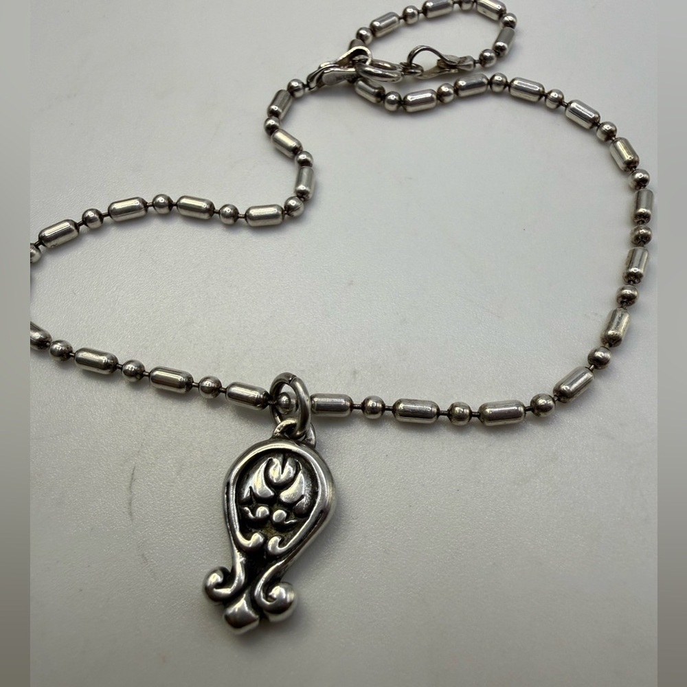 925 Mexico Sterling Silver Beaded Bracelet / Anklet with Pendant – 9.5”